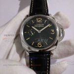 Perfect Replica Panerai Luminor Due 42mm Watch - PAM00676 Black Face Stainless Steel Case Black Leather 